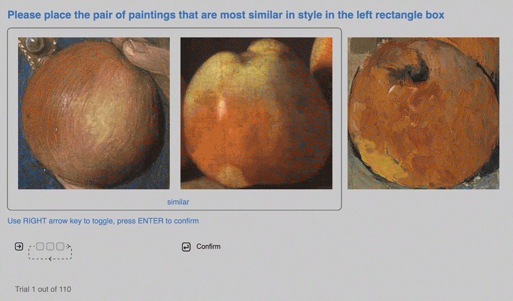 the experiment interface for similarity judgement
